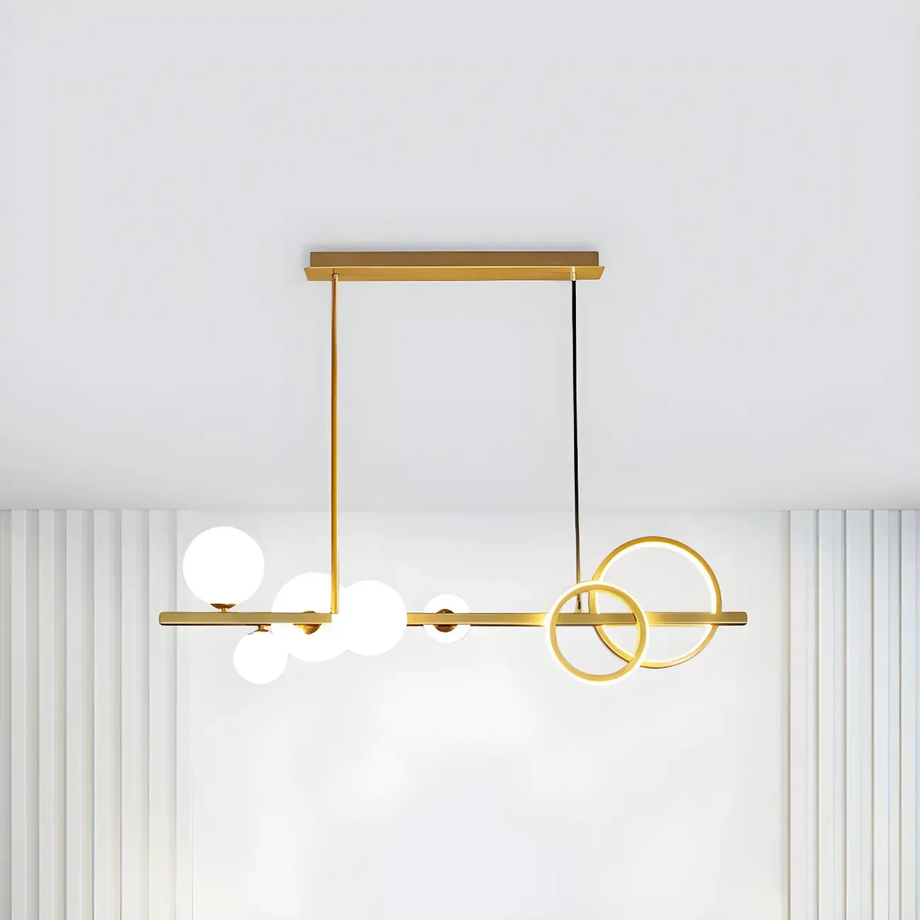 Modern Glass Gold Multi-Light Island Pendant Light Image - 34