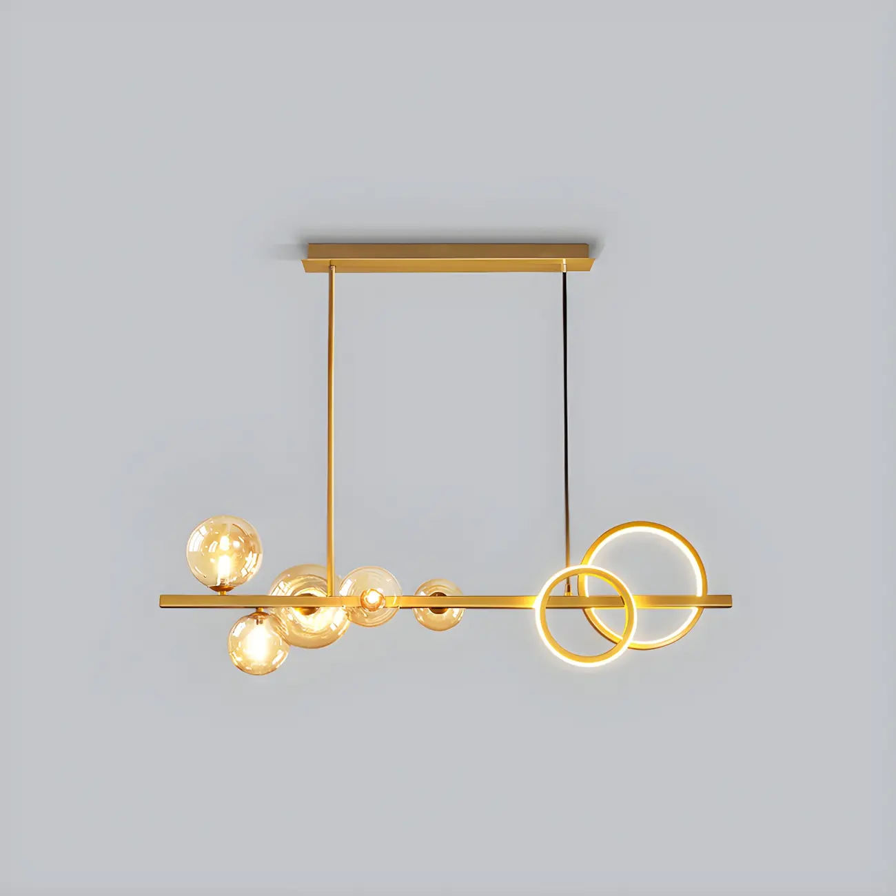 Modern Glass Gold Multi-Light Island Pendant Light Image - 35 | homeyfad