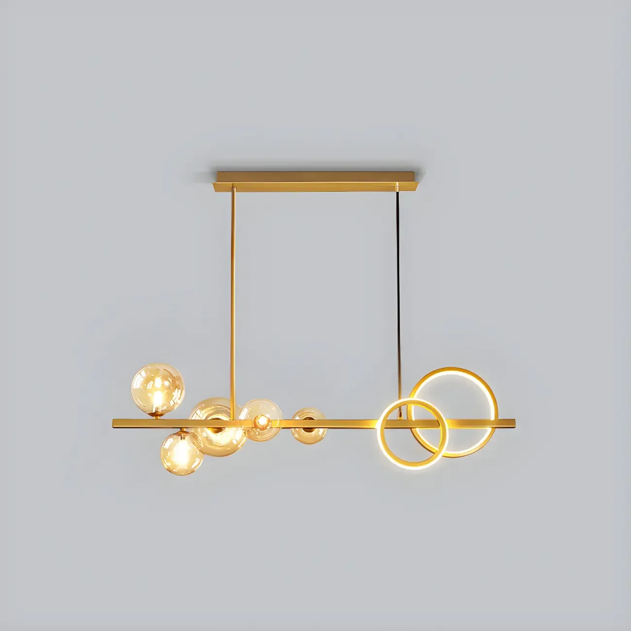 Modern Glass Gold Multi-Light Island Pendant Light Image - 35