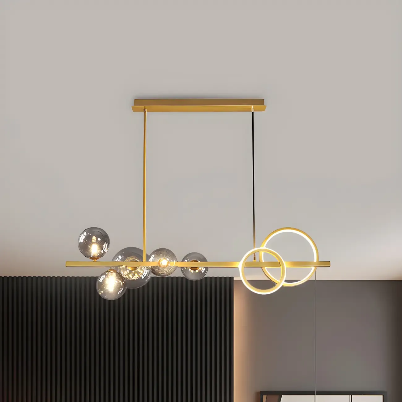 Modern Glass Gold Multi-Light Island Pendant Light Image - 37