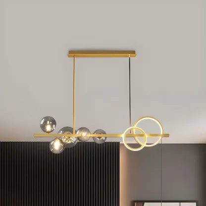 Modern Glass Gold Multi-Light Island Pendant Light Image - 37