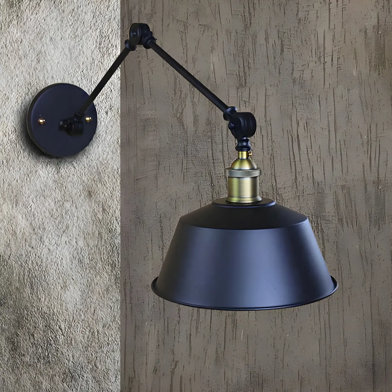 Industrial Black Metal Swing Arm Wall Light Image - 2 | homeyfad