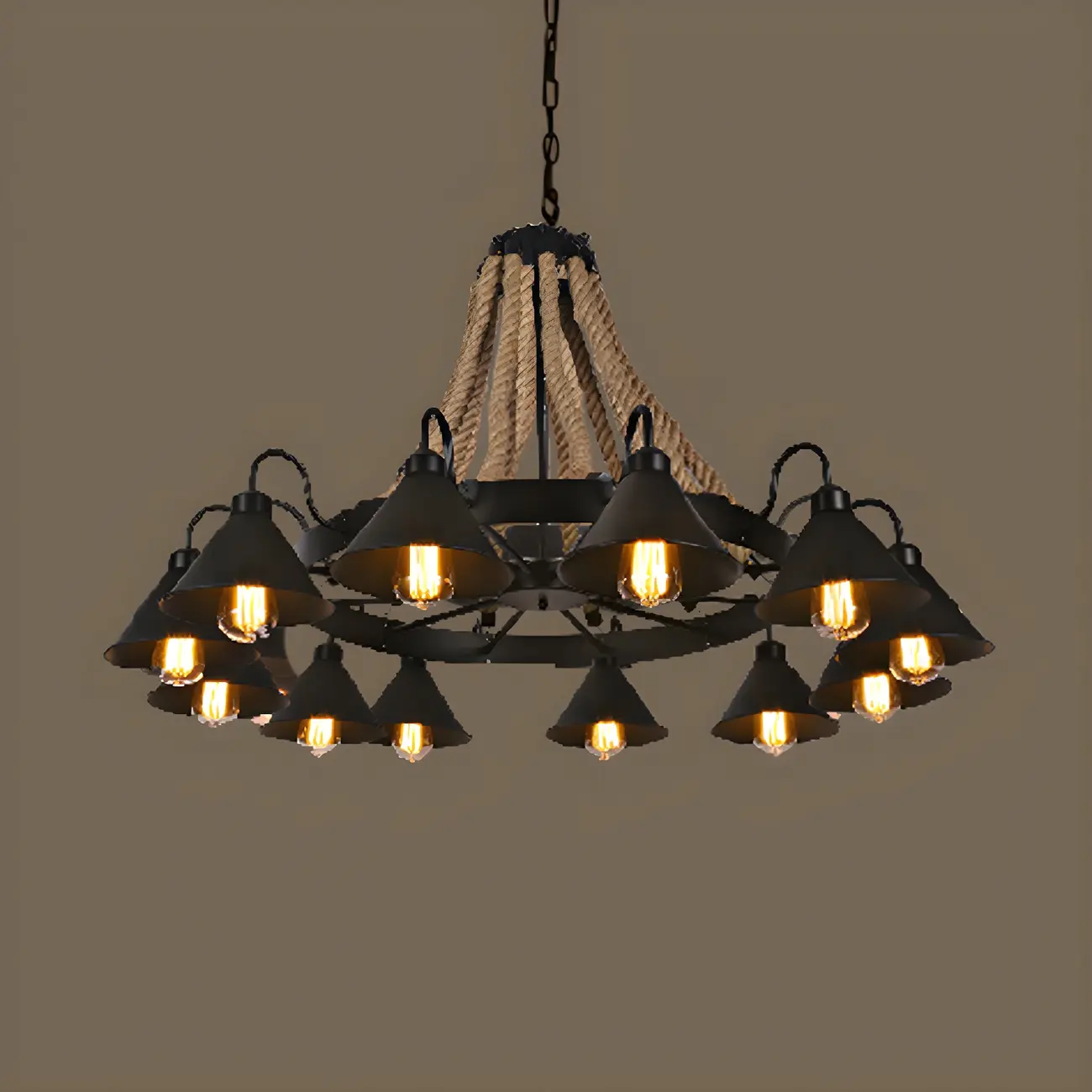 Black Metal Vintage Rope Rustic Chandelier Light | homeyfad