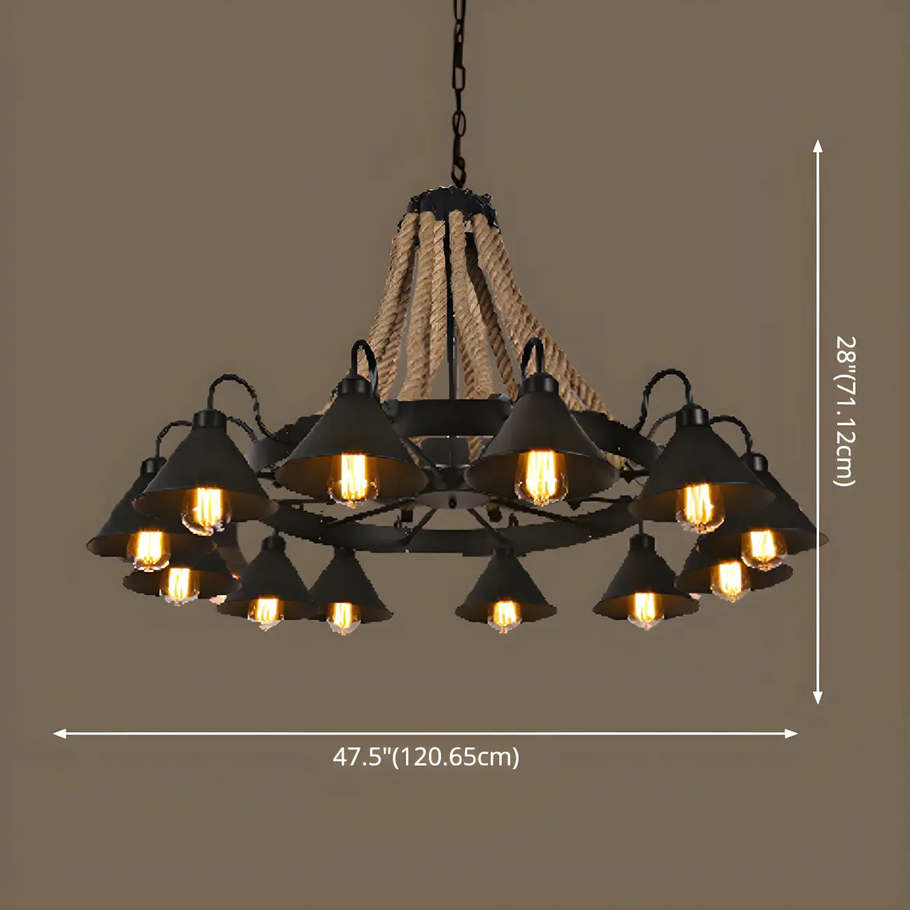 Black Metal Vintage Rope Rustic Chandelier Light | homeyfad