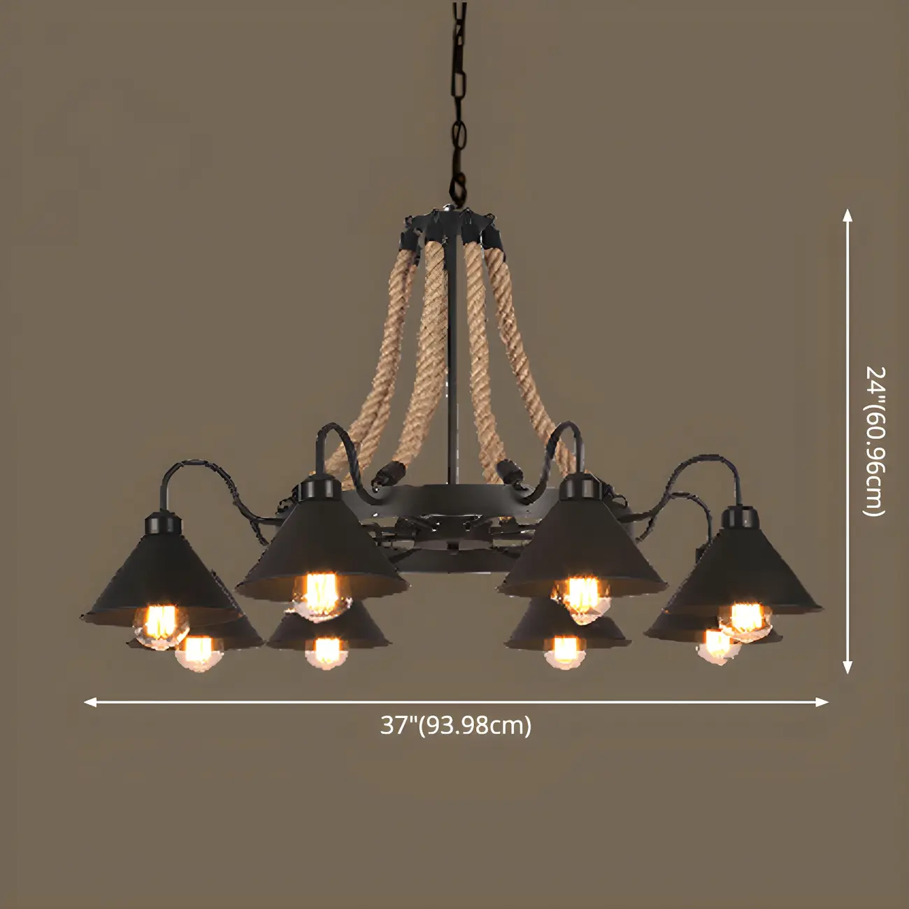 Black Metal Vintage Rope Rustic Chandelier Light | homeyfad