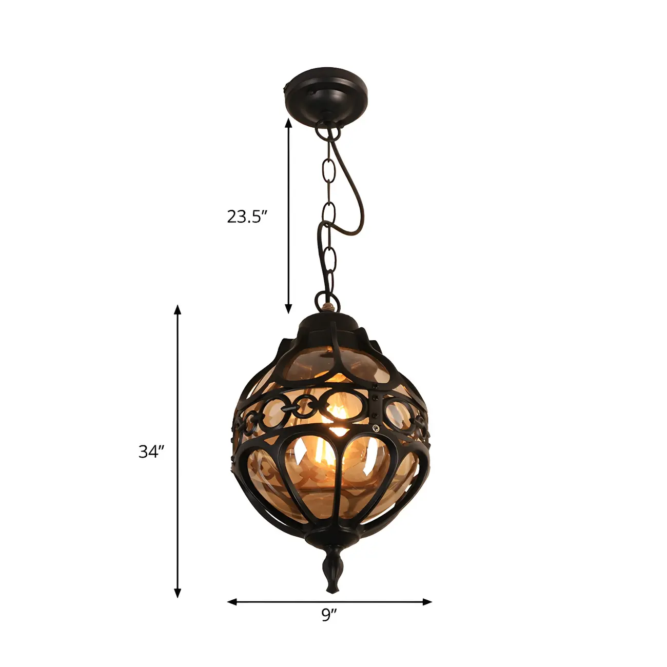 Rustic Bronze Metal Globe Outdoor LED Hanging Light | homeyfad