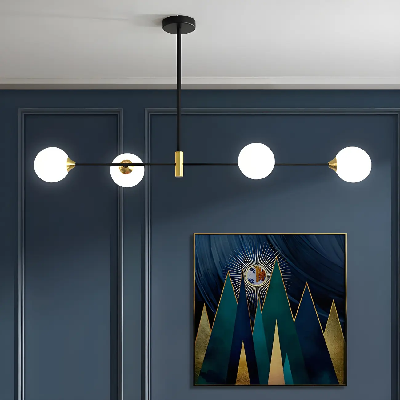 Sleek Black Metal Glass Globe Island Pendant Light Image - 1 | homeyfad