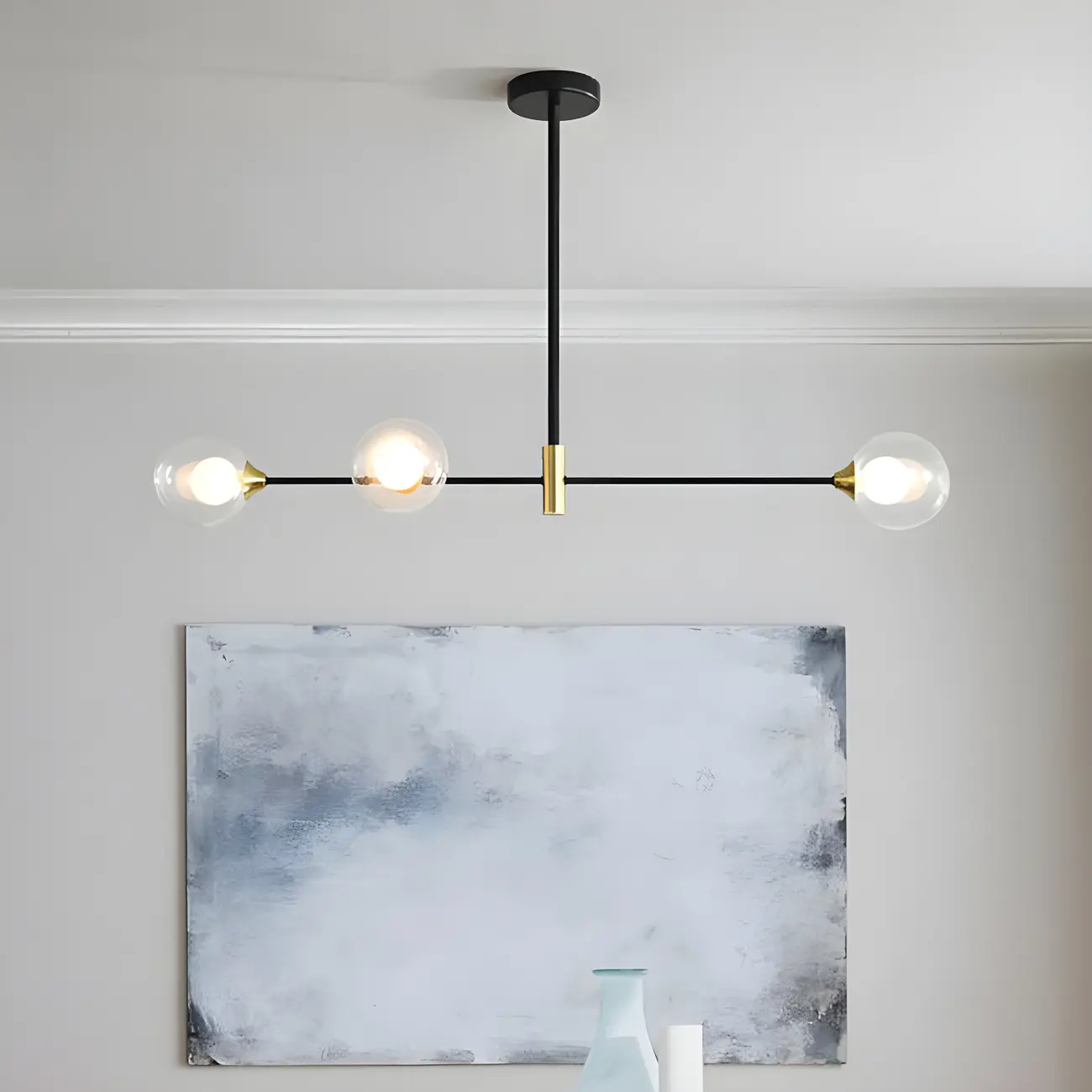 Sleek Black Metal Glass Globe Island Pendant Light Image - 8 | homeyfad