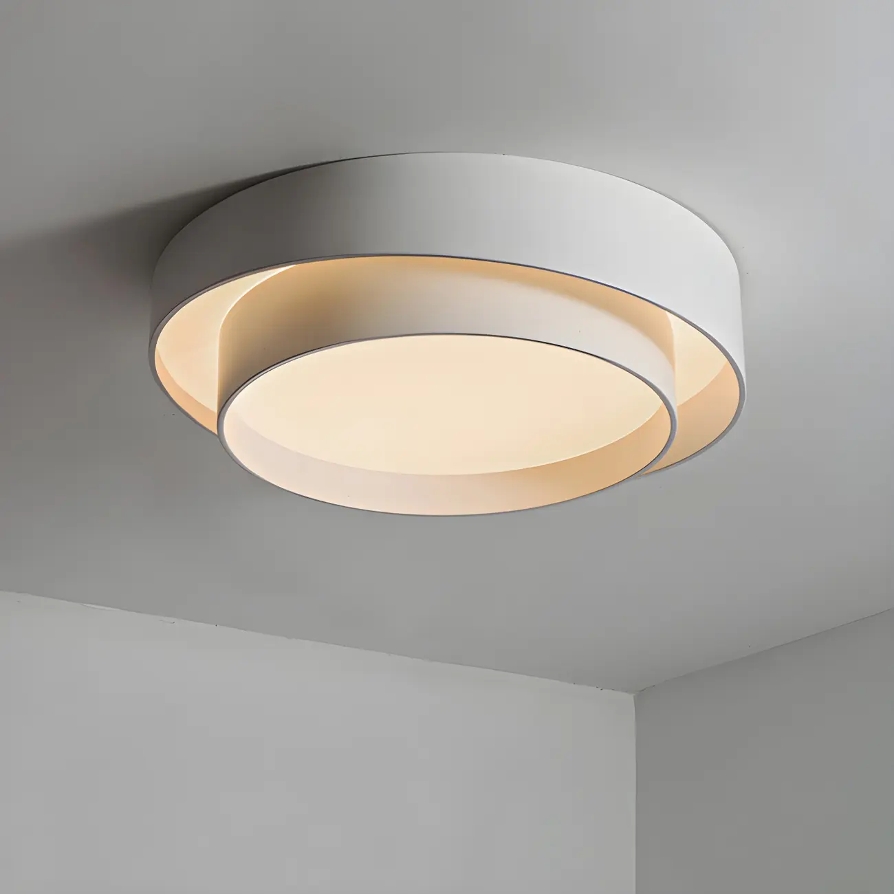 Artistic White Circular Layered LED Flush Mount Ceiling Light  Image - 1 | homeyfad