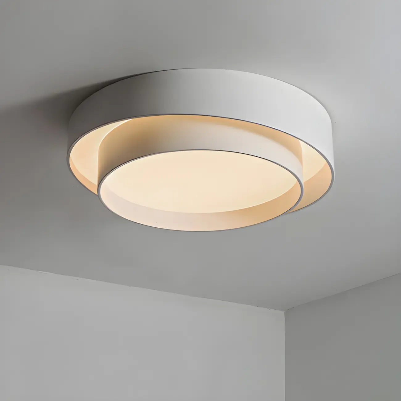 Artistic White Circular Layered LED Flush Mount Ceiling Light  Image - 1