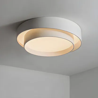 Artistic White Circular Layered LED Flush Mount Ceiling Light  Image - 1