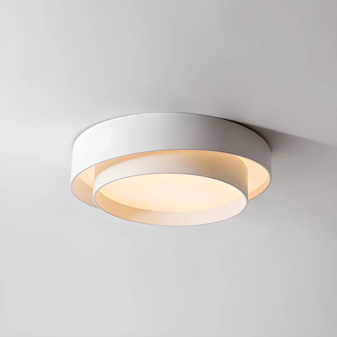 Artistic White Circular Layered LED Flush Mount Ceiling Light  Image - 3 | homeyfad