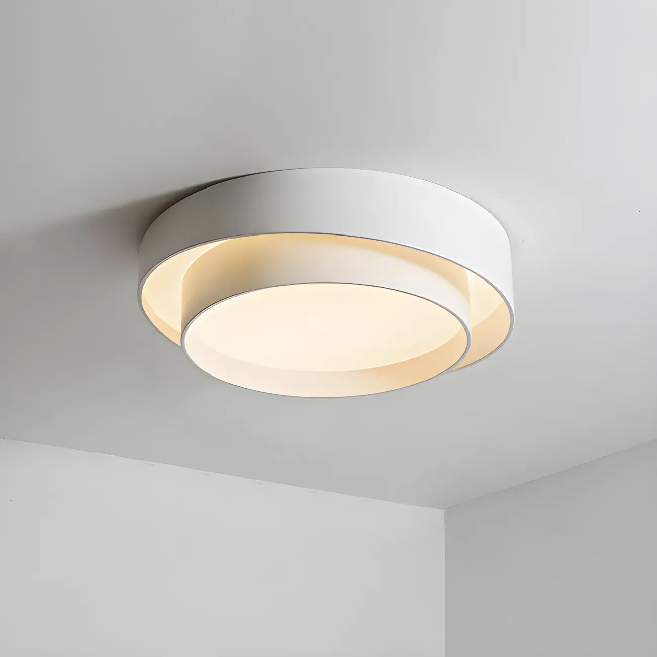 Artistic White Circular Layered LED Flush Mount Ceiling Light  Image - 7 | homeyfad