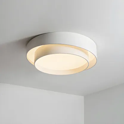 Artistic White Circular Layered LED Flush Mount Ceiling Light  Image - 7