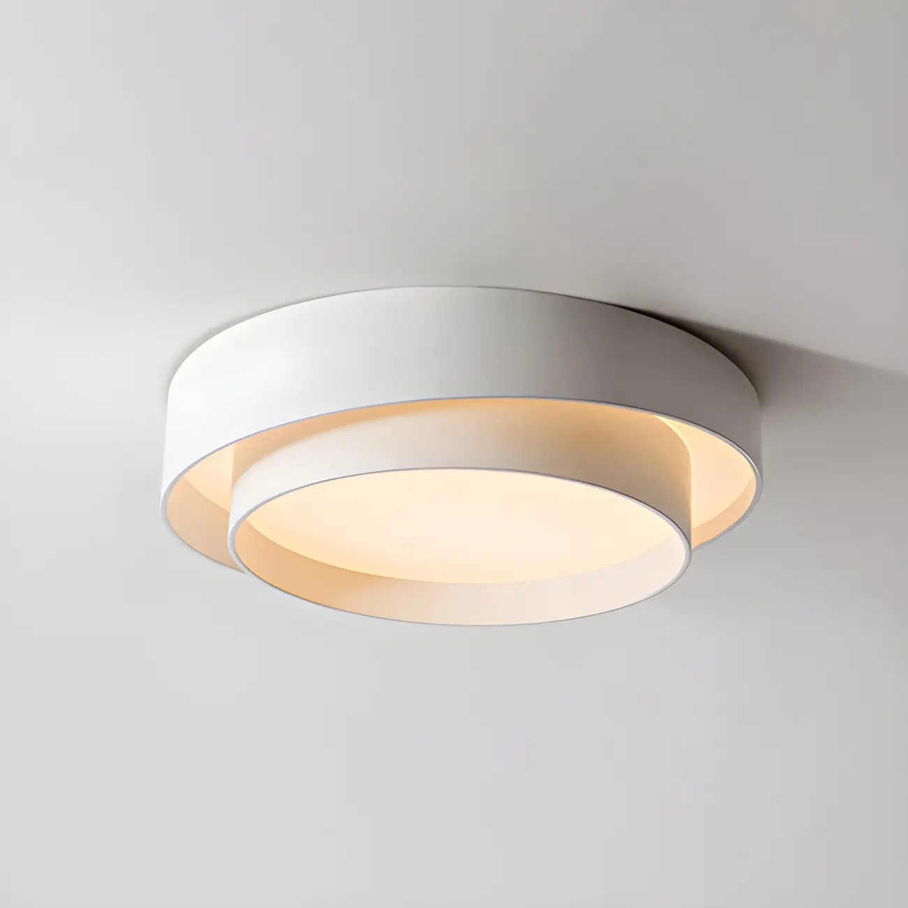 Artistic White Circular Layered LED Flush Mount Ceiling Light  Image - 8 | homeyfad