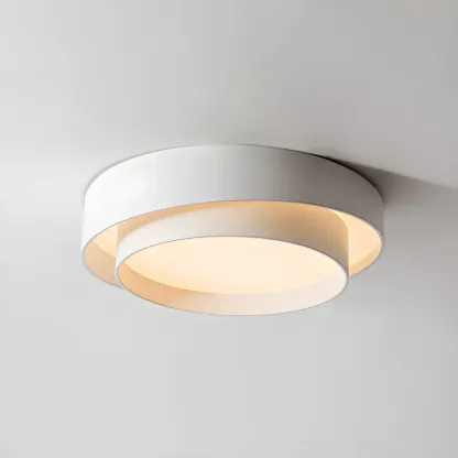 Artistic White Circular Layered LED Flush Mount Ceiling Light  Image - 8