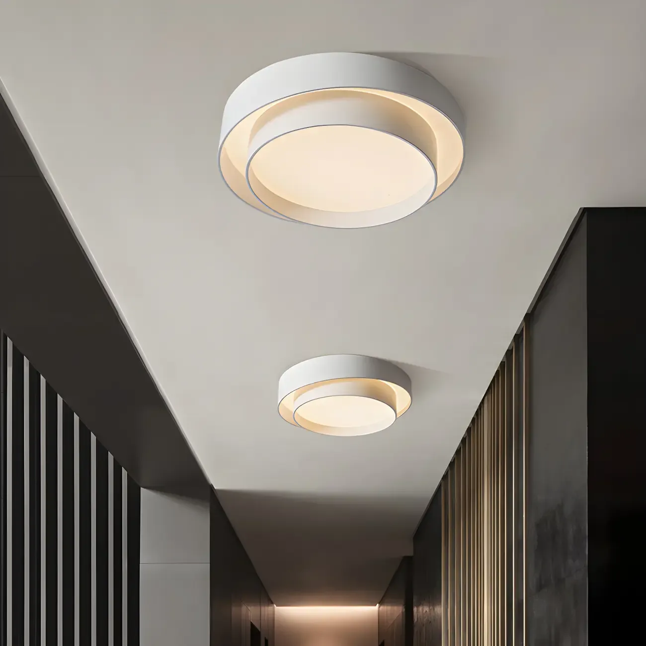 Artistic White Circular Layered LED Flush Mount Ceiling Light  Image - 4