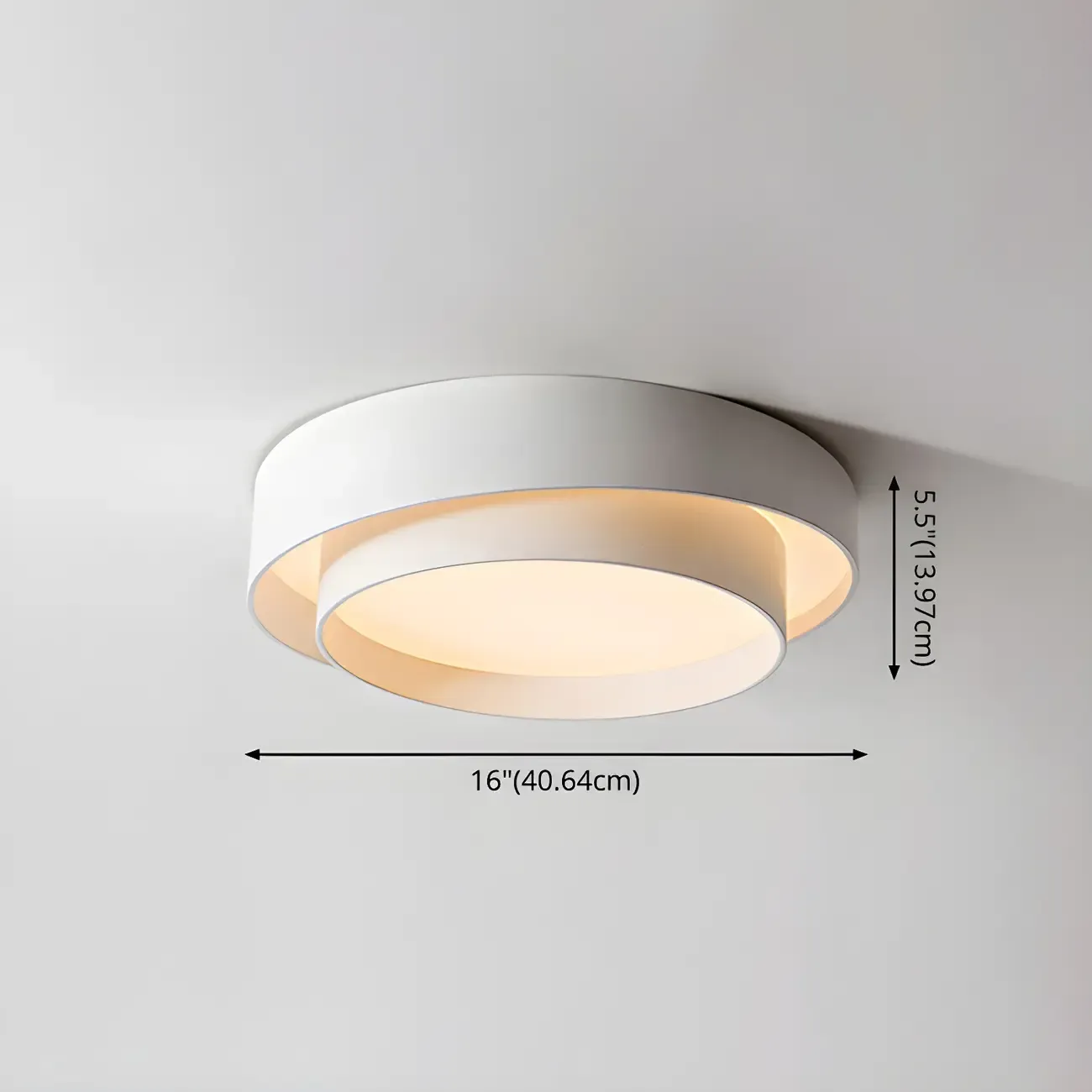 Artistic White Circular Layered LED Flush Mount Ceiling Light  Image - 10