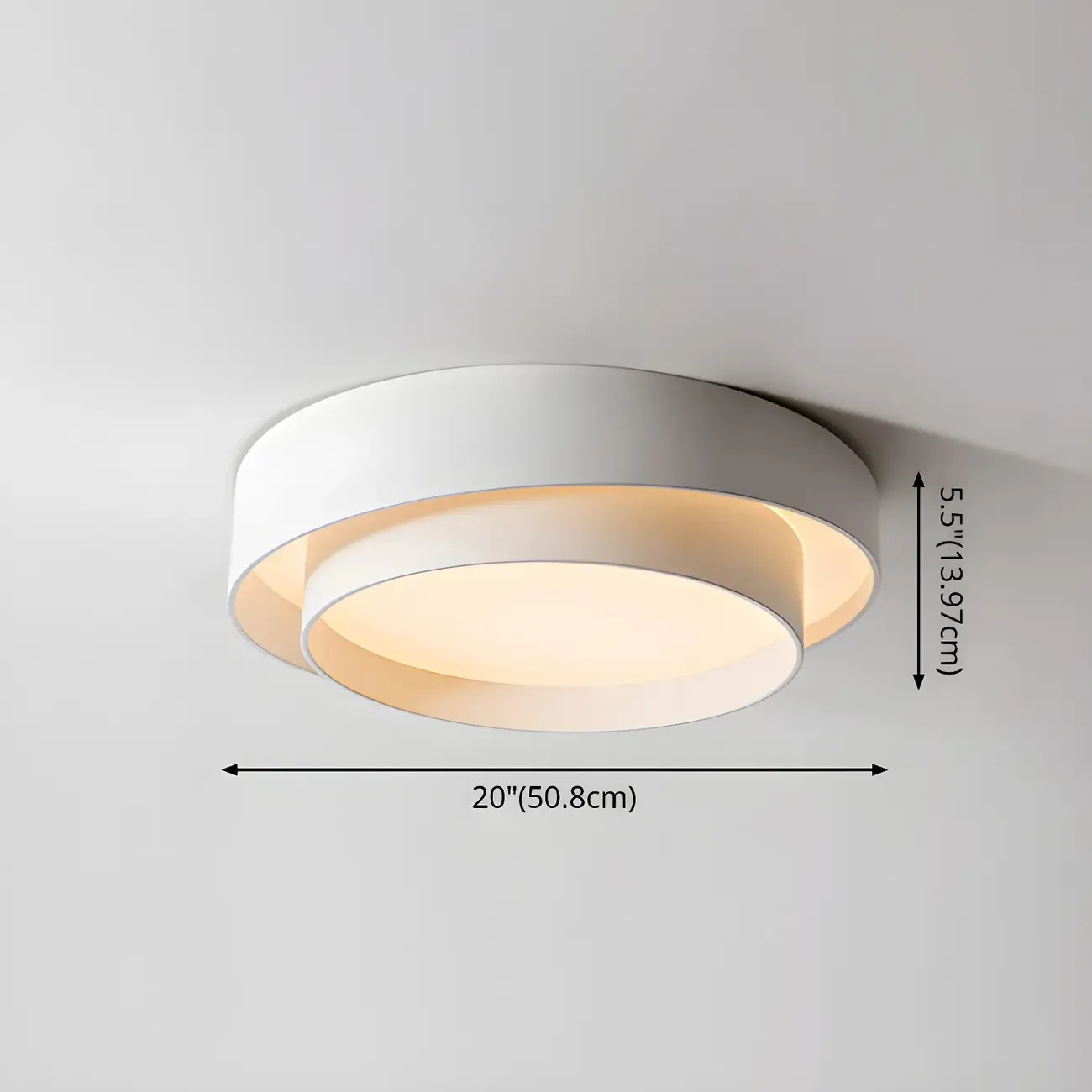 Artistic White Circular Layered LED Flush Mount Ceiling Light  Image - 11