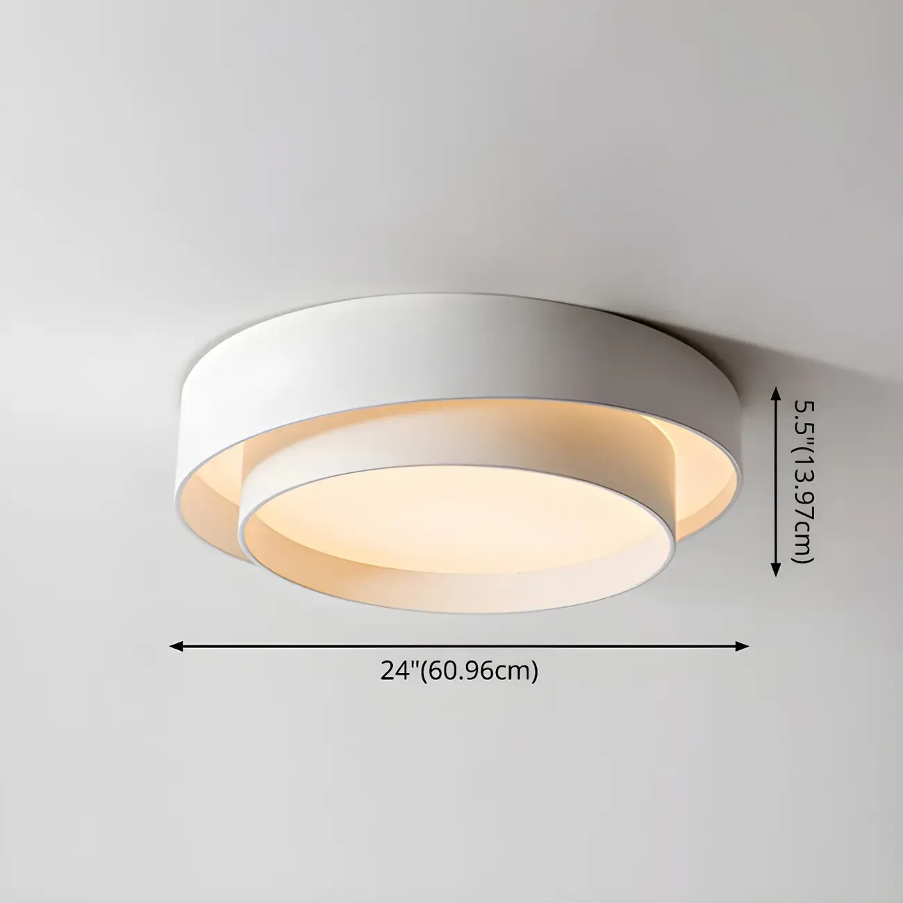 Artistic White Circular Layered LED Flush Mount Ceiling Light  Image - 12