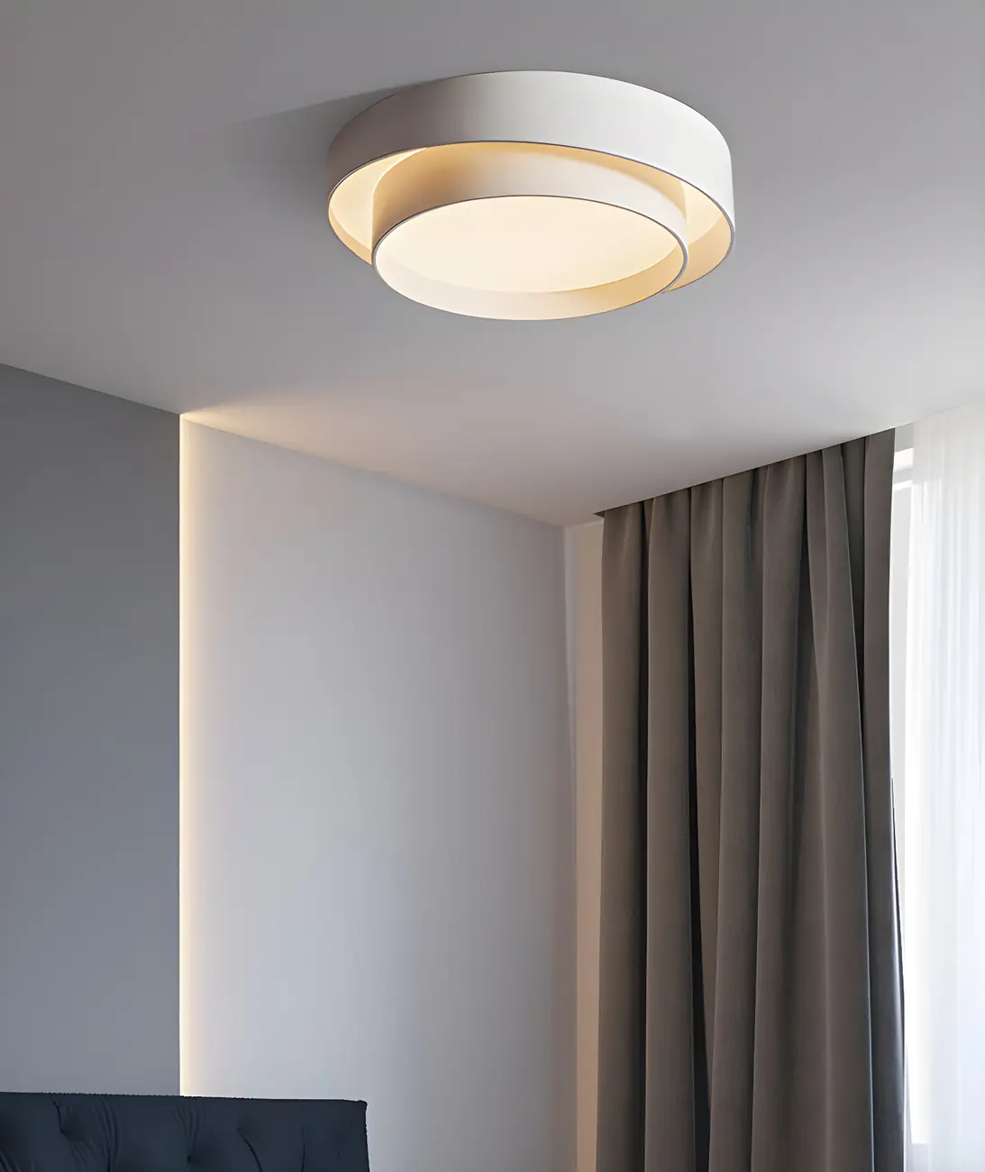 Artistic White Circular Layered LED Flush Mount Ceiling Light  Image - 2 | homeyfad