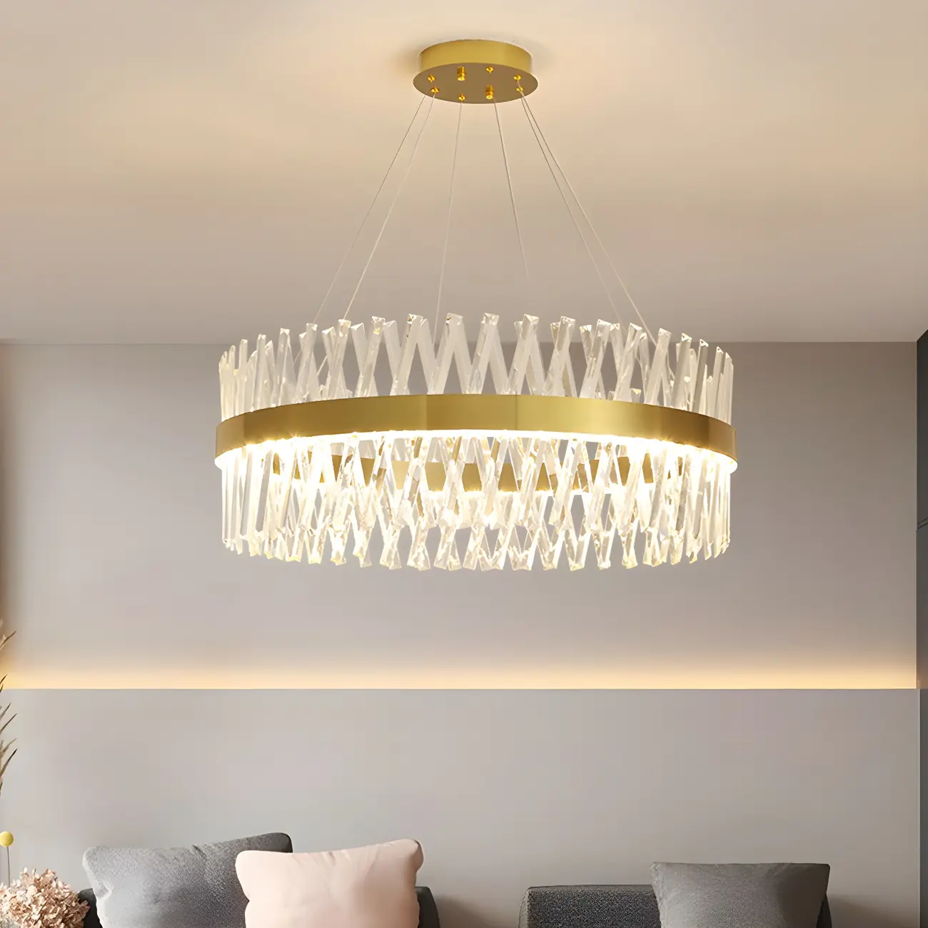 Kitchen Island Modern Crystal Ring LED Pendant Light  Image - 1 | homeyfad