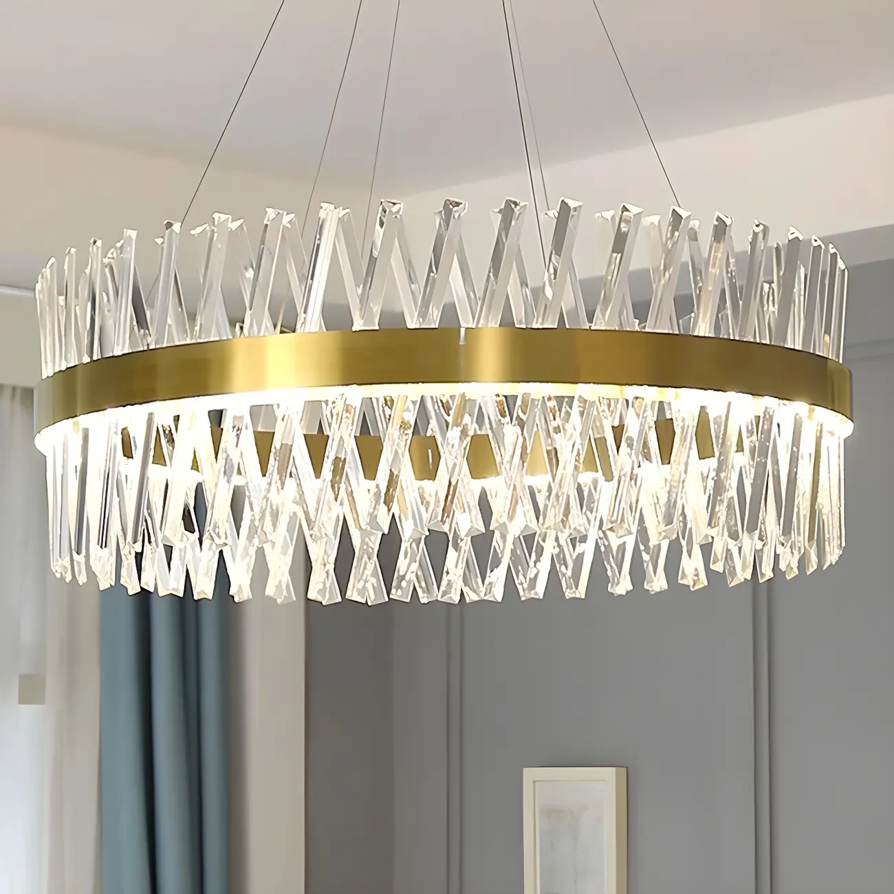 Kitchen Island Modern Crystal Ring LED Pendant Light  Image - 4 | homeyfad