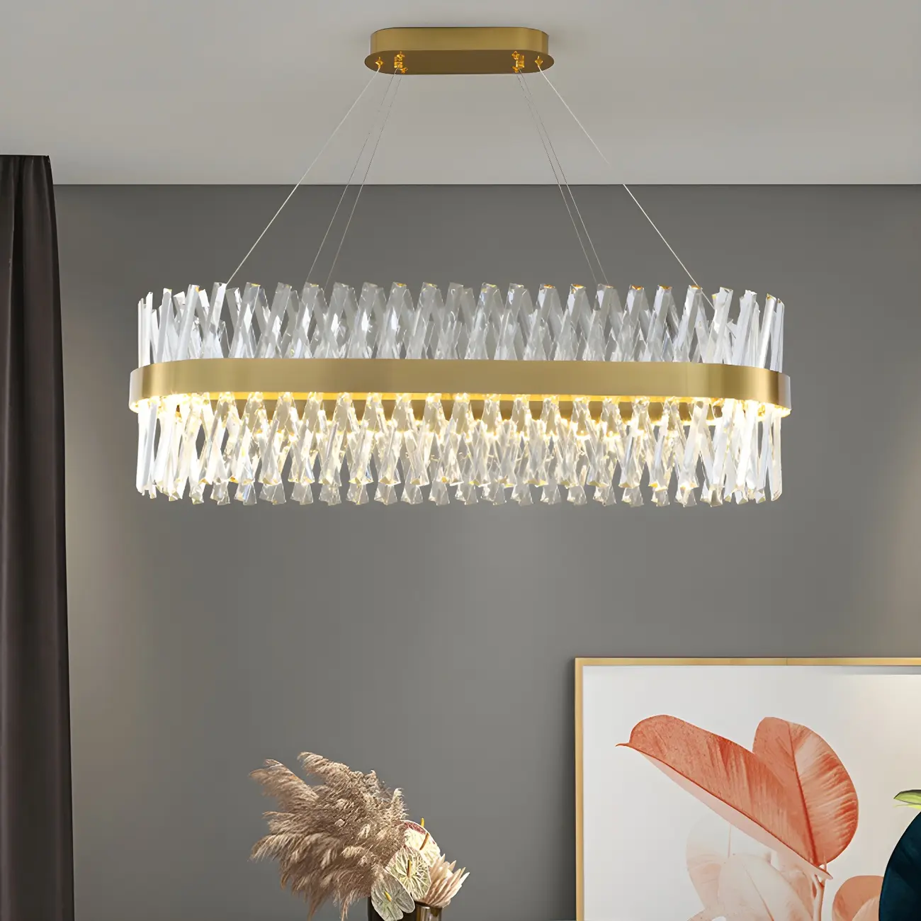 Kitchen Island Modern Crystal Ring LED Pendant Light  Image - 9 | homeyfad