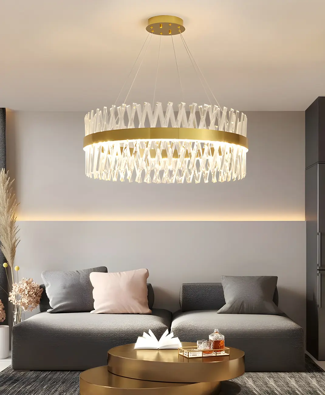 Kitchen Island Modern Crystal Ring LED Pendant Light  Image - 22 | homeyfad