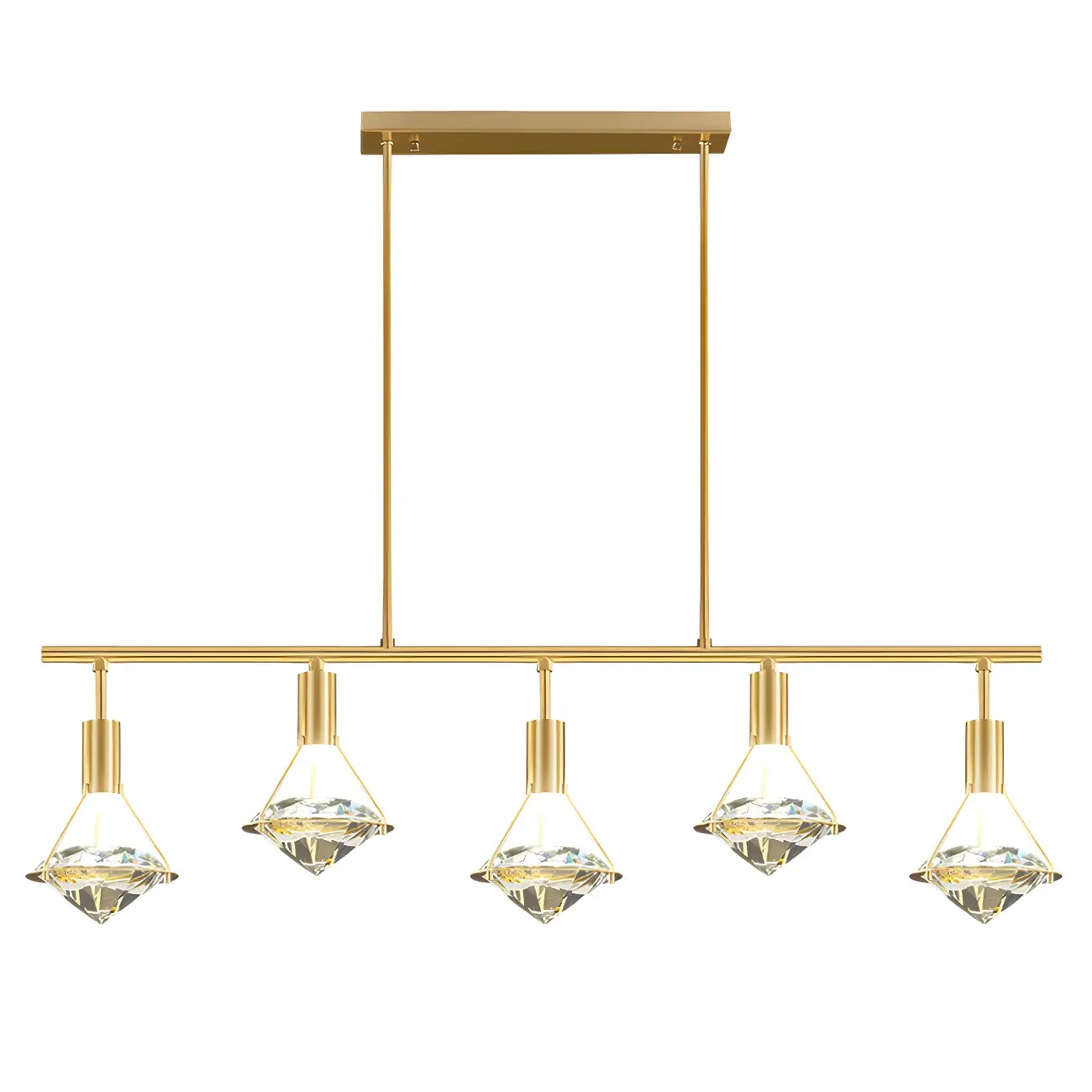 Sleek Modern Gold Crystal Cone Island Pendant Light Image - 10 | homeyfad