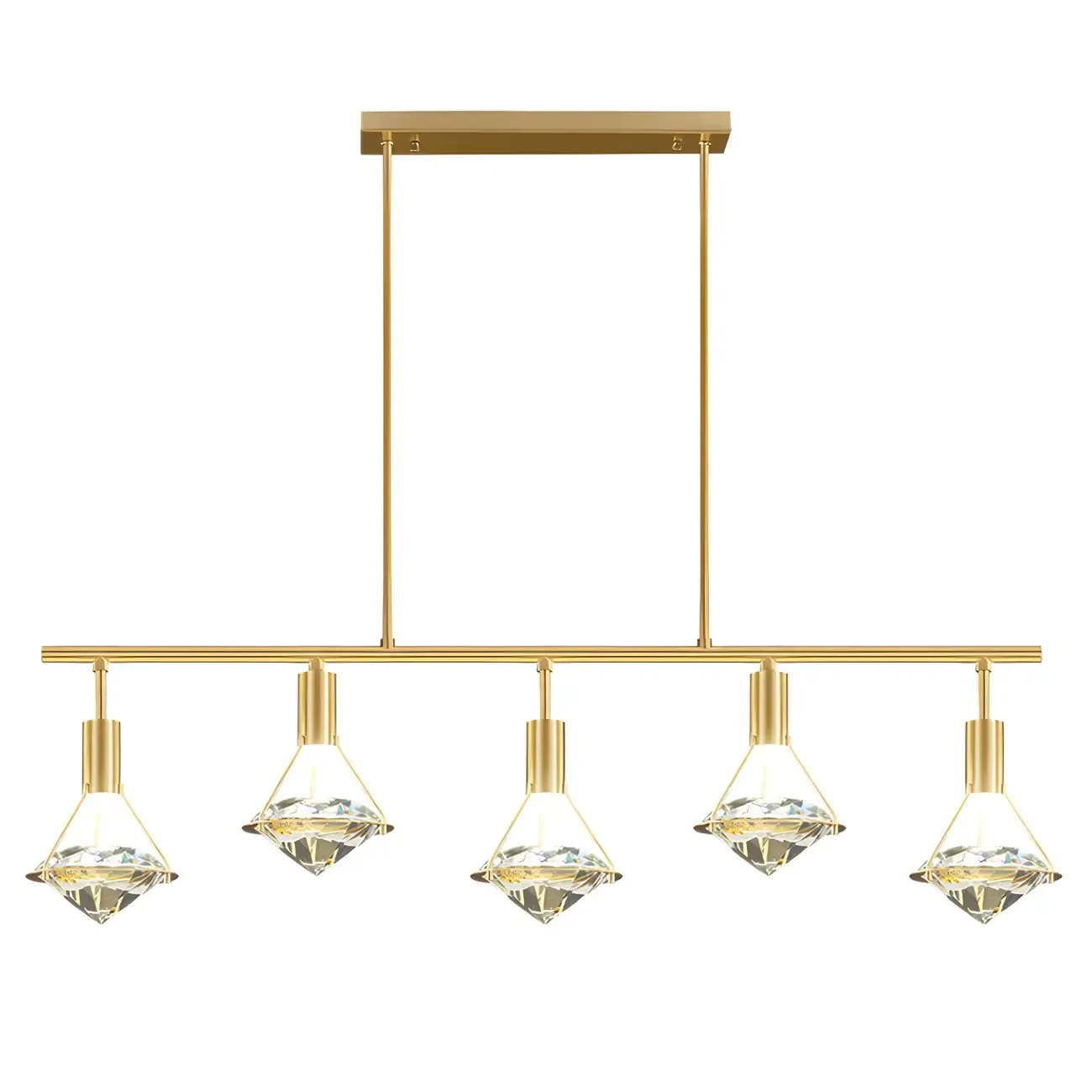 Sleek Modern Gold Crystal Cone Island Pendant Light Image - 10