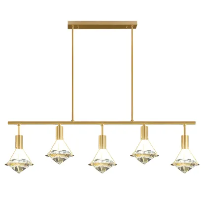 Sleek Modern Gold Crystal Cone Island Pendant Light Image - 10