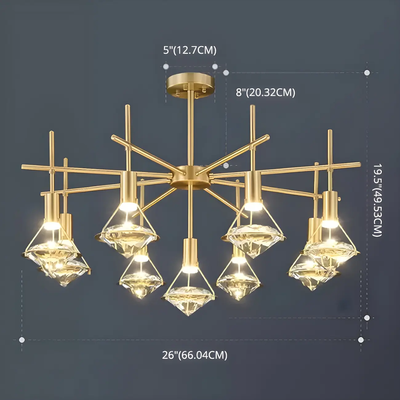 Sleek Modern Gold Crystal Cone Island Pendant Light Image - 12 | homeyfad