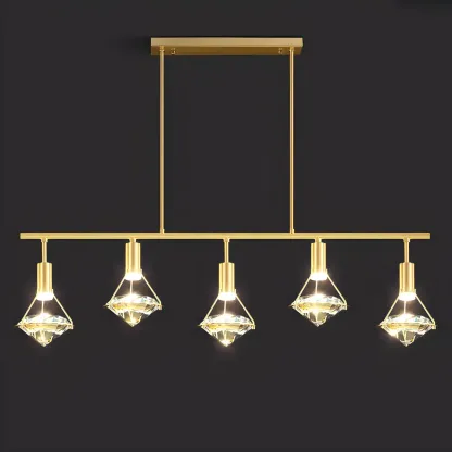Sleek Modern Gold Crystal Cone Island Pendant Light Image - 13