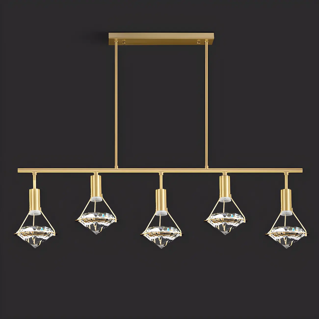 Sleek Modern Gold Crystal Cone Island Pendant Light Image - 14 | homeyfad