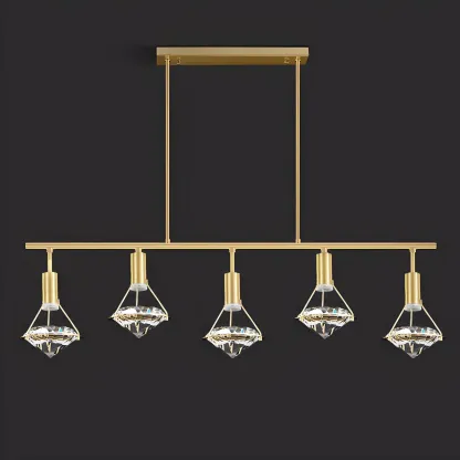Sleek Modern Gold Crystal Cone Island Pendant Light Image - 14