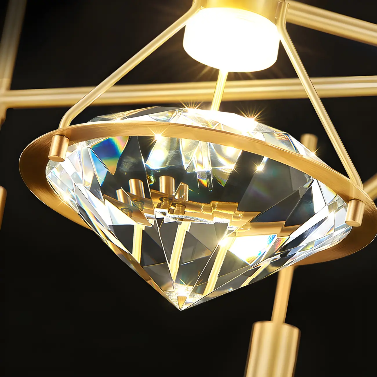 Sleek Modern Gold Crystal Cone Island Pendant Light Image - 15 | homeyfad