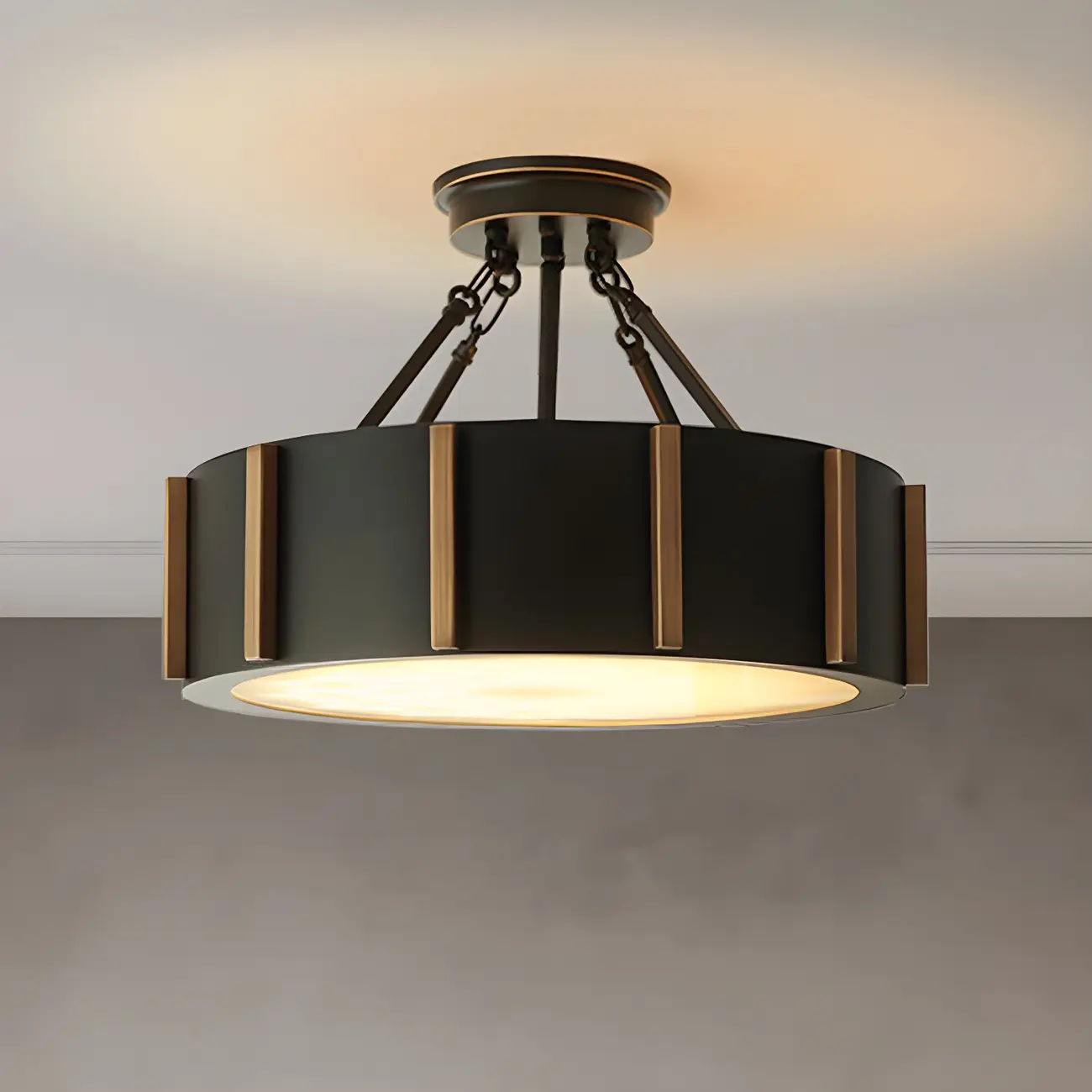 Rustic LED Semi Flush Ceiling Light for Living Room Image - 3 | homeyfad