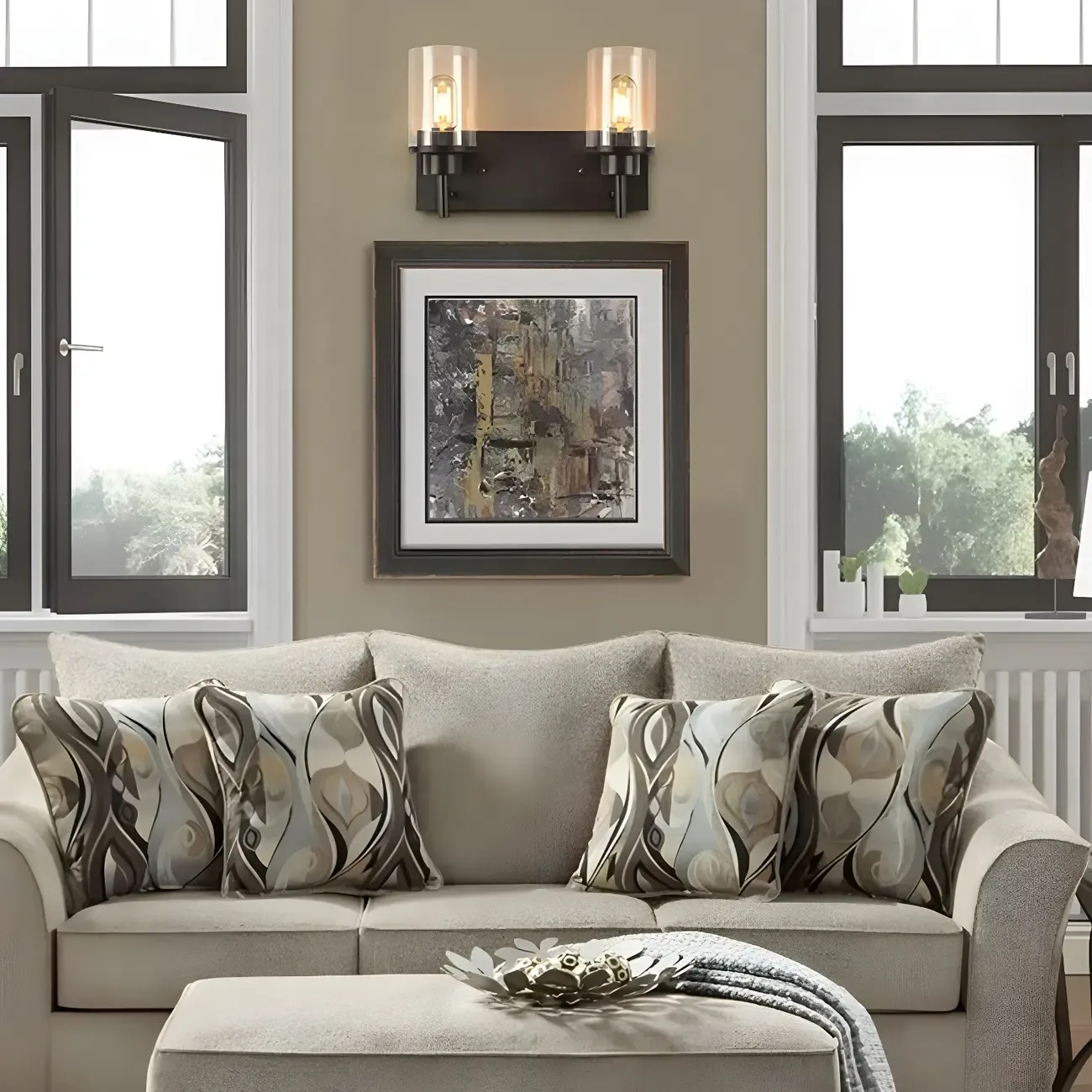 Industrial Metal Black Bathroom Vanity Light Cylinder Glass Shade Image - 4