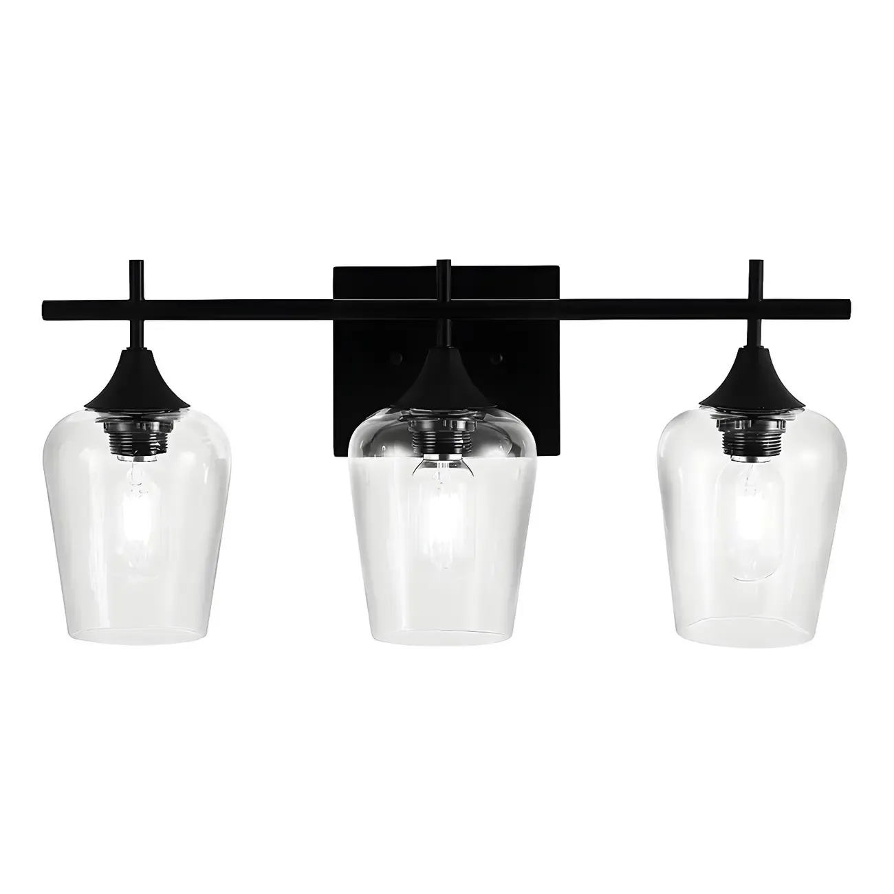 3-Light Industrial Vanity Light Glass Cup Shade LED for Bathroom - HomeyFad