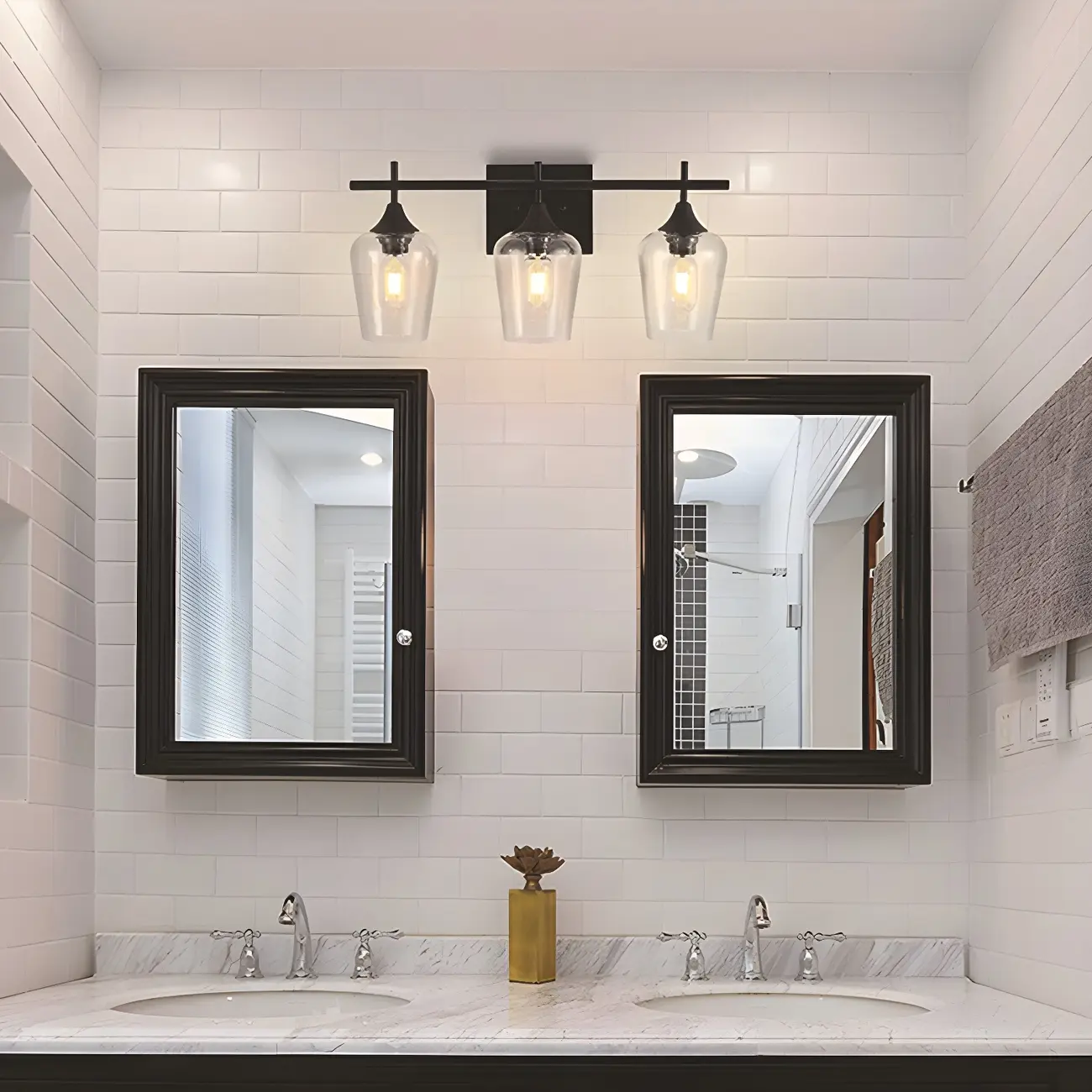Glass Cup Industrial Vanity Lights for Bathroom Image - 1 | homeyfad
