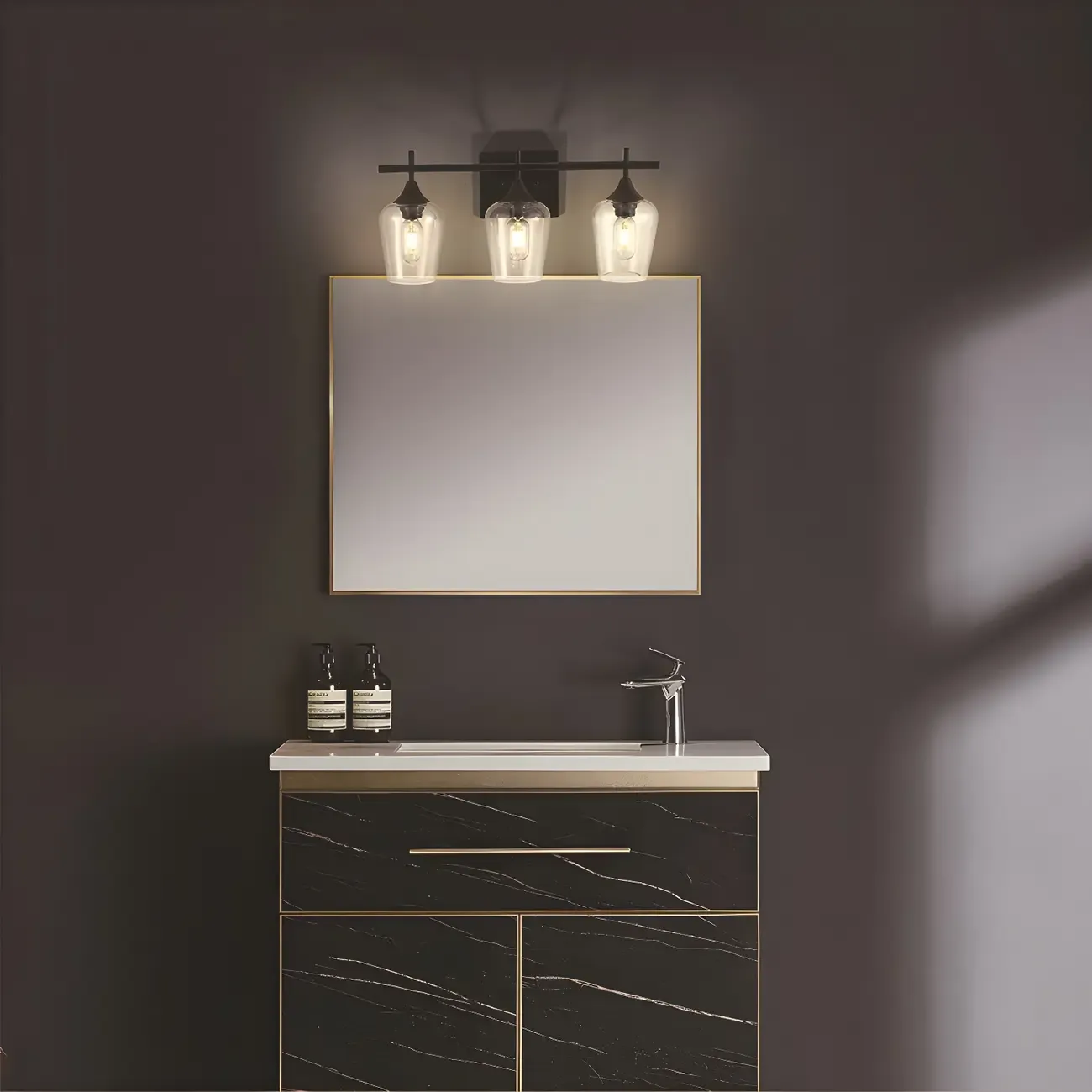 Glass Cup Industrial Vanity Lights for Bathroom Image - 3