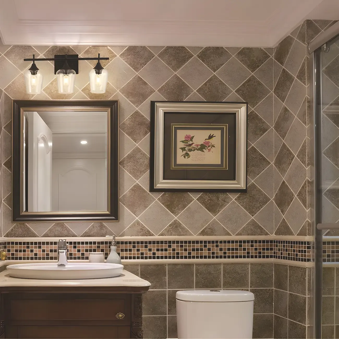 Glass Cup Industrial Vanity Lights for Bathroom Image - 4