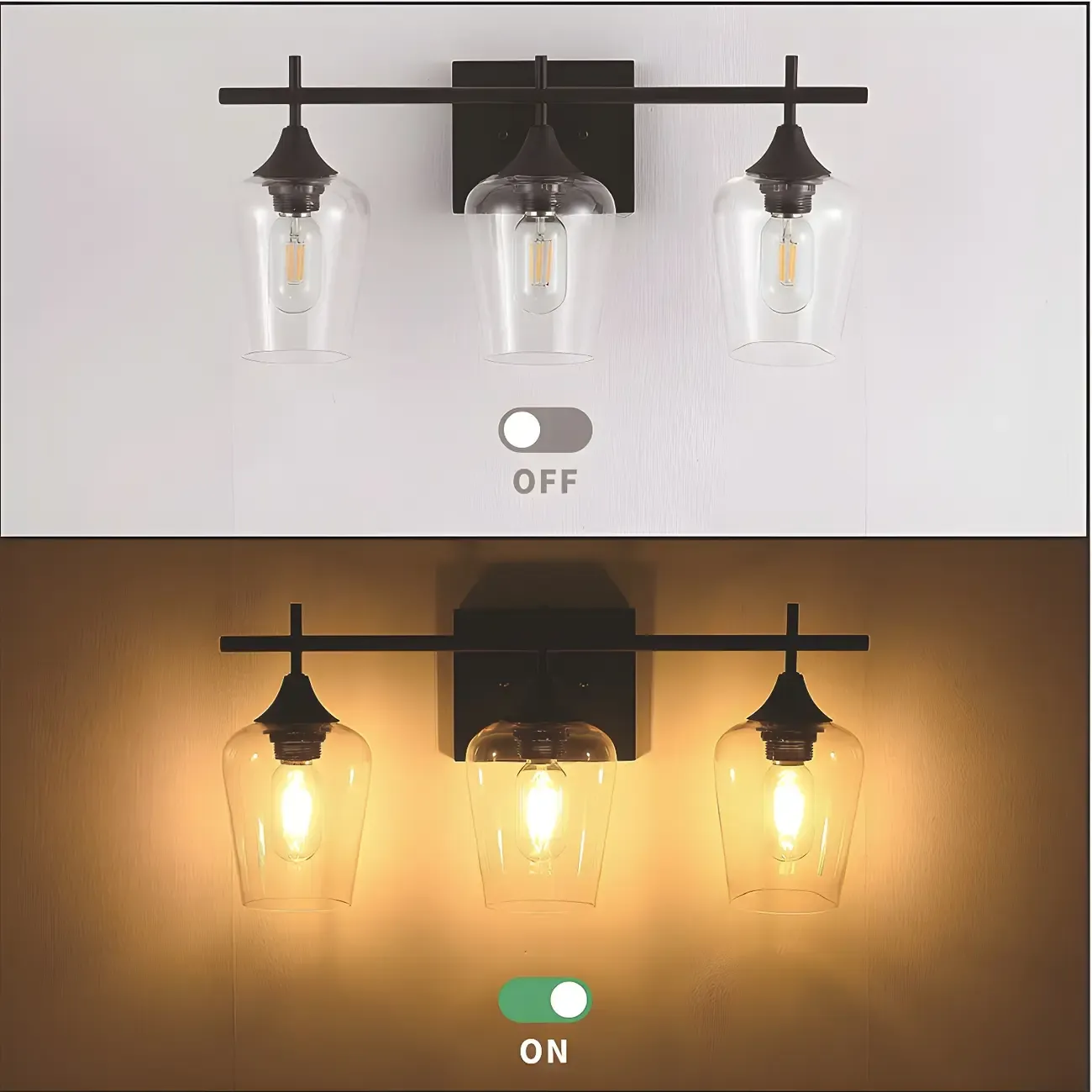 Glass Cup Industrial Vanity Lights for Bathroom Image - 7