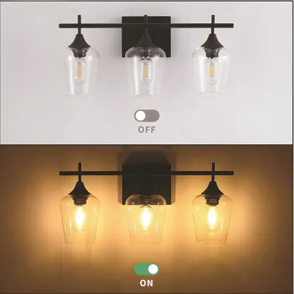 Glass Cup Industrial Vanity Lights for Bathroom Image - 7