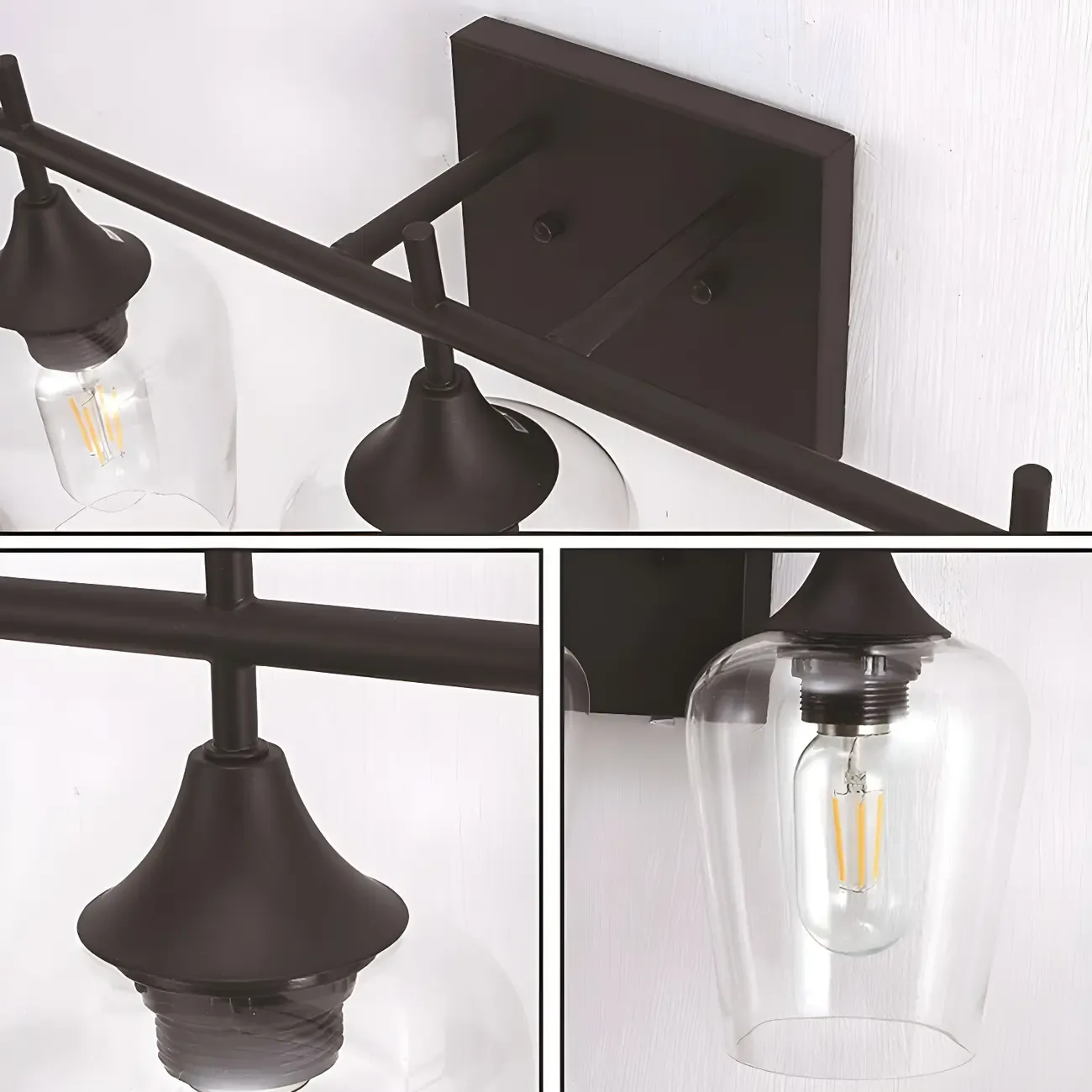 Glass Cup Industrial Vanity Lights for Bathroom Image - 8