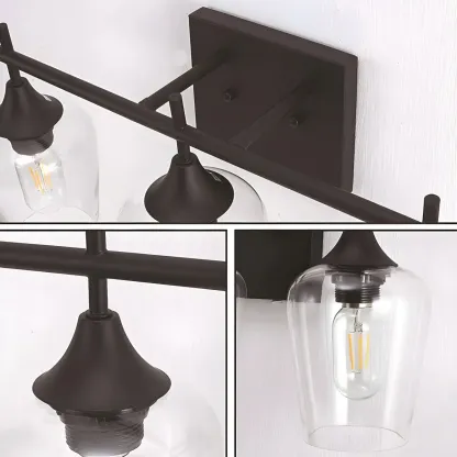 Glass Cup Industrial Vanity Lights for Bathroom Image - 8
