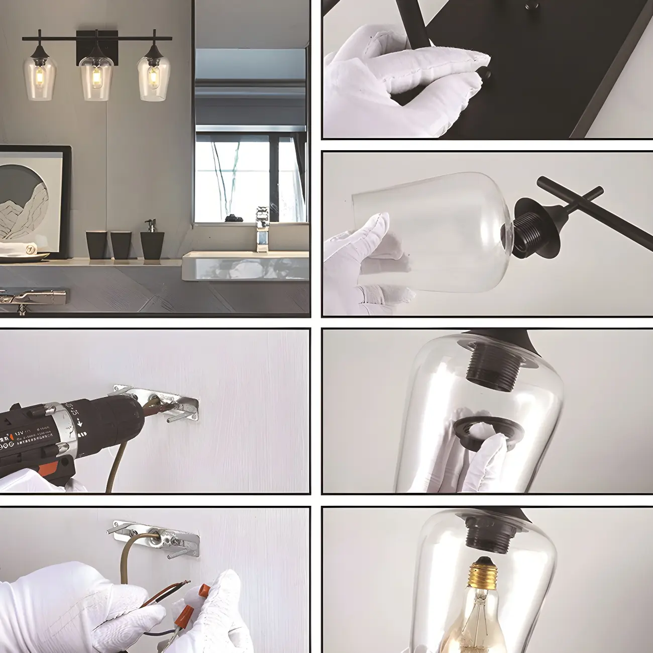 Glass Cup Industrial Vanity Lights for Bathroom Image - 10 | homeyfad