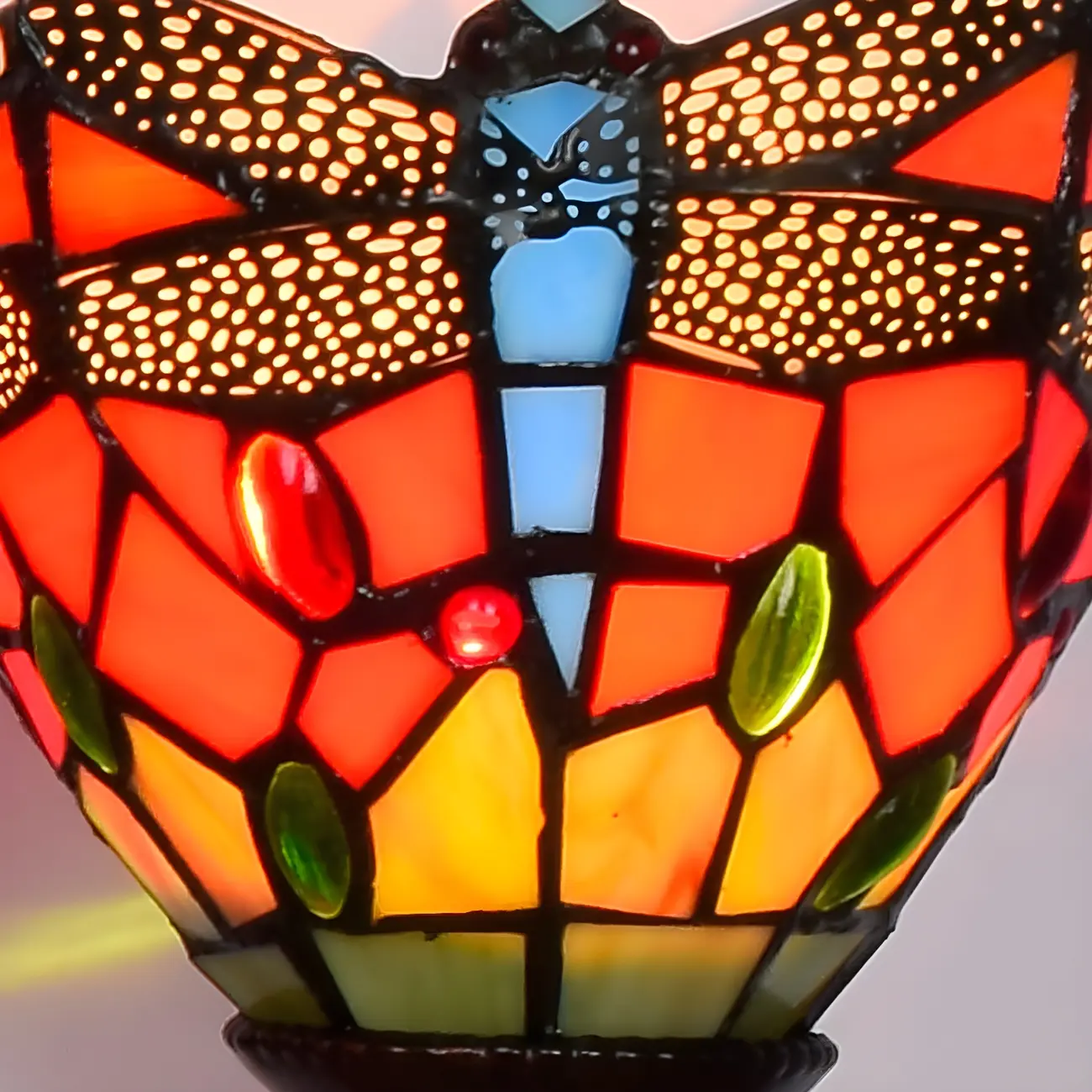 3-Light Orange Stained Glass Colorful Wall Light Dome Shape Image - 3 | homeyfad