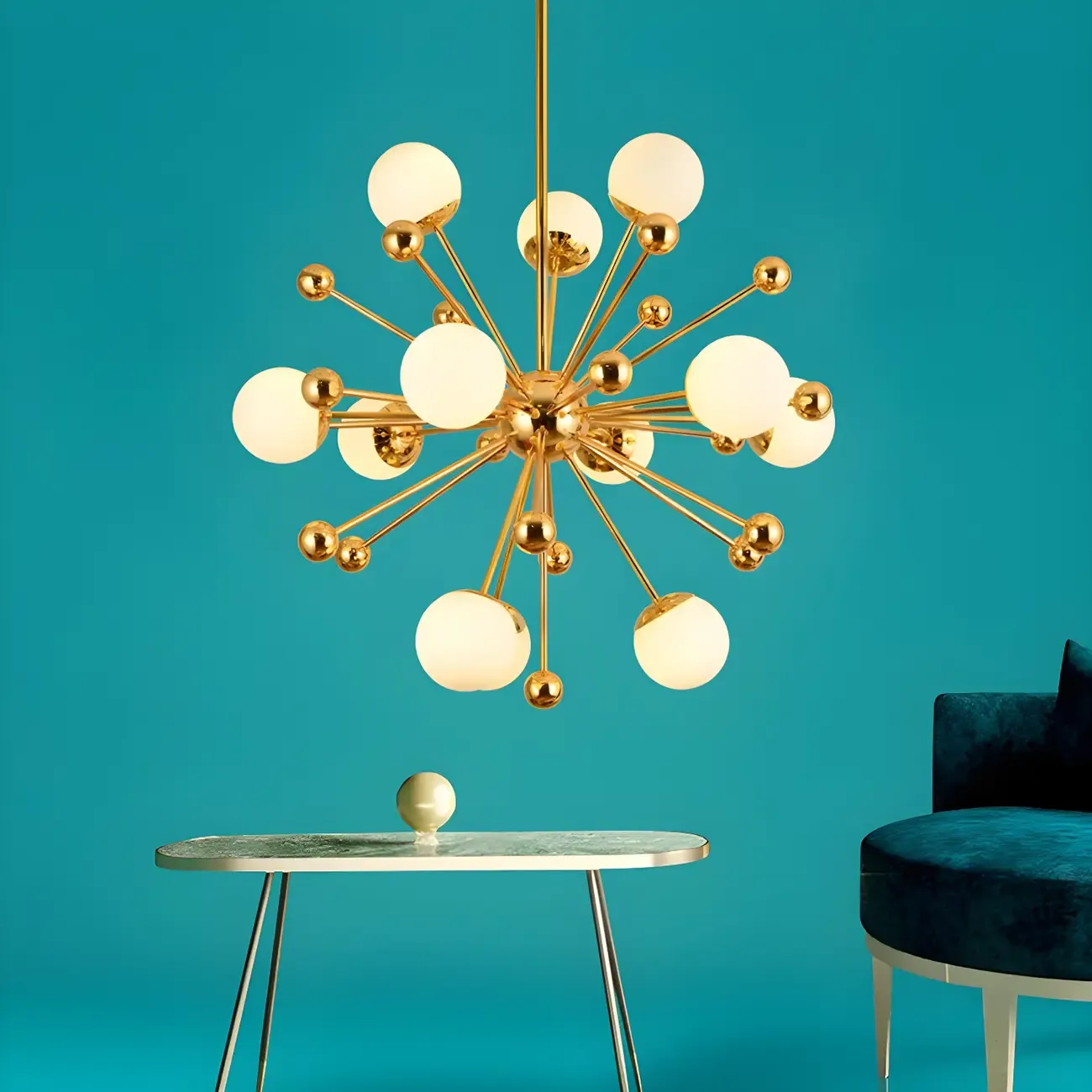 Modern Sputnik Chandelier Glass Living Room Decor Image - 7